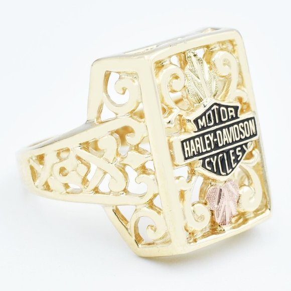Motor Harley Davidson Cycles Ring 10k Gold (Three Tone) - NWT - Picture 2 of 3